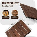 Pack of 10 Deck Tiles - 12"x12" Interlocking Natural Solid Acacia Wood for Outdoor & Indoor, Patio Garden, Balcony, Poolside - Brown Color by GreenHaven Gardens