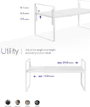 Nxconsu Cabinet Shelf Expandable Height Adjustable Shelf Organizer Riser for Kitchen Cabinet Pantry Cupboard Under Sink Countertop Organization Storage Space Saver Stackable Heavy Duty Metal White XL by CozyNest Decor