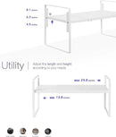 Nxconsu Cabinet Shelf Expandable Height Adjustable Organizer Riser for Kitchen Cabinet Pantry Cupboard Under Sink Countertop Organization Storage Space Saver Stackable Heavy Duty Metal White by CozyNest Decor