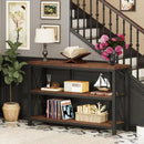 BON AUGURE Rustic Entryway Table, Farmhouse Hallway Table, Console Tables for Entryway, 3 Tier Sofa Tables for Living Room, Industrial Entry Table (47 Inch, Rustic Oak) by CozyNest Decor