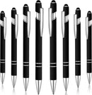 8 Pieces Ballpoint Pen with Stylus Tip Black Ink 2 in 1 Stylus Metal 1.0 mm Medium Point Smooth Pen Rainbow Colorful Rubberized Ballpoint for Touch Screen Tablet(Black) by TinyTreasures Baby Boutique