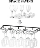 Wine Glass Rack - Under Cabinet Stemware Wine Glass Holder Glasses Storage Hanger 2 Pack Metal Organizer for Bar Kitchen 5 Rows Black by CozyNest Decor