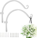 FEED GARDEN 2 Pack 12 Inch Hanging Plant Bracket Wall Hooks Decorative Plant Hangers for Outdoor Hanging Bird Feeders, Wind Chimes, Plant Baskets, White by GreenHaven Gardens
