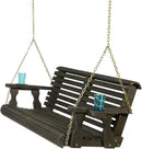 Amish Casual 5 Foot Roll Back Porch Swing with Cup Holders in Semi-Solid Black Stain - Amish Made in The USA from Treated Pine Heavy Duty 700 Lb. Weight Capacity by GreenHaven Gardens