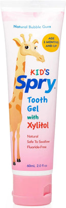 Spry Natural Xylitol Toothpaste for Baby, Toddler and Kids Age 3 Months and Up - Fluoride Free Tooth Gel, Tasty, Support Development of Emerging Teeth, Bubble Gum 2 Fl Oz (Pack of 1) by CozyNest Decor