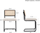 Natural Rattan Dining Chairs Set of 4, Modern Kitchen Chairs with Solid Wood Back, Upholstered Cesca Side Chairs with Comfy Linen Cushion by CozyNest Decor