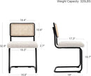 Natural Rattan Dining Chairs Set of 2, Modern Kitchen Chairs with Solid Wood Back, Upholstered Cesca Side Chairs with Comfy Linen Cushion by CozyNest Decor