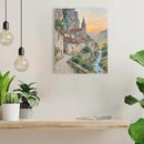 Small town scenery poster on the bank of the mountain stream is suitable for living room bedroom and office natural oil painting poster by CozyNest Decor
