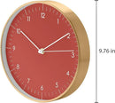 LUUK LIFESTYLE Modern Wall Clock with Silent Quartz Movement, Stylish and Elegant, for Living Room, Bedroom, Dining Room, red and Gold by CozyNest Decor