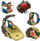 Gnome On The Swing Gutter Downspout Extension Decoration,Rain Downspout Diverter Garden Statue,Decorative Gutter Extension,Downspout Splash Block,Animal Resin Statue Outdoor Décor by GreenHaven Gardens