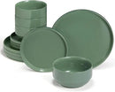 Ceramic Dinnerware Set, 12-Piece Service for 4, Round, Microwave and Dishwasher Safe, Cambridge Classics (Dusty Jade) by CozyNest Decor