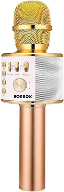 BONAOK Wireless Bluetooth Karaoke Microphone,3-in-1 Portable Handheld Karaoke Mic Speaker Machine Home Party Birthday for All Smartphones (Q37 Gold) by TinyTreasures Baby Boutique