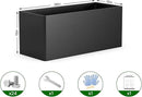 Metal Planter Box - Heavy Duty Rectangular Trough, All-Weather Rust-Resistant Design with 6 Drainage Holes | Large 36x15x15 Inch for Patio, Porch & Garden | Black by GreenHaven Gardens