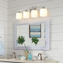 Stainless Steel Milk Glass Vanity Lights for Bathroom, 4 Light Brushed Nickel Bathroom Light Fixtures Over Mirror, Ceramic E26 Sockets Wall Mounted by CozyNest Decor