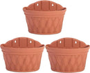 Sungmor Wall Hanging Planters,11.5 Inch Hanging Flower Pots for Railing Fence - Indoor Outdoor Balcony Wall Hanging Basket, Plastic Plant Pot Container - Half Round & 3PC Pack & Brick Red by CozyNest Decor