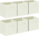 GhvyenntteS Storage Cubes, 11 Inch Cube Storage Bins with Dual Handles, Collapsible Fabric Storage Bins for Shelves Closet, Storage Baskets for Organizing Clothes, Bedding, Toys, Books (6 Pack, Beige) by CozyNest Decor