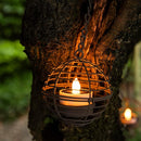 Solar Hanging Lanterns Outdoor Waterproof, Rust Iron Ball Candle Holder with Flickering Solar Powered Tea Lights, Perfect Chargeable Solar Lights for Backyard Patio Garden Fence Tree Decoration-4Pack by GreenHaven Gardens
