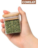 ComSaf Spice Jars with Labels 4 oz 6Pack, Small Spice Containers Starter Set, Glass Seasoning Jars with Lids, Square Seasoning Containers for Salt, Pepper, Chili Powder, Sugar, Ginger Ground, Cumin by CozyNest Decor