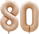 GOER Number 80 Balloons for 80th Birthday Party Decorations,42 Inch Jumbo Foil Helium Balloons for 80th Anniversary (Caramel) by TinyTreasures Baby Boutique