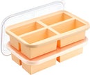 Super Ice Cube Tray 1 Cup X 4 Portions Big Silicone Freezing Mold with Lid, for Soup&Meal, Prep Food Leftovers Freezer Storage Container, 2Pack by TinyTreasures Baby Boutique