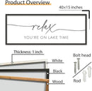 SRSZHIYUE Relax You're On Lake Time Wall Decor Above Bed Sign 40"×15" for Lake House Bedroom Over Bed Large Wood Framed Hanging Art (Black) by CozyNest Decor