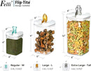Felli Flip Tite Pet Food Container with Airtight Lids, BPA FREE Acrylic Canister with Paw Bone Fish Flip Top Handles for Cat Dog Kibble Treats Storage, Keep Fresh (Pet Collection Nest-L3pk) by TinyTreasures Baby Boutique