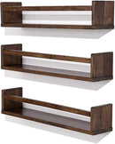 AZSKY Nursery Book Shelves 24 in Set of 3 Walnut Floating Bookshelf for Kids Room Wall Mounted Floating Shelves Solid Nursery Bookshelf Perfect Decor for Kitchen Bedroom Living Room by TinyTreasures Baby Boutique