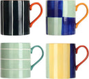 Koja Colorful Hand Painted 16 oz. Porcelain Ceramic Mugs Set. Service for 4. by CozyNest Decor