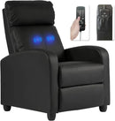 BestMassage | Recliner Chair | with 2 Point Massage Function | Black | with Lumbar Support, Adjustable Push Back, Wide Armrests, Footrest & Padded Seat | Easy Assembly | for Living Room, Home Theatre by CozyNest Decor