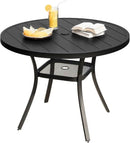 DIFY Outdoor Dining Table for 4, Round Patio Table with Umbrella Hole for Garden, Backyard and Porch (Black) by GreenHaven Gardens