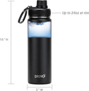 Drinco Stainless Steel Water Bottle Spout Lid Vacuum Insulated Double Wall Water Bottle Wide Mouth (40oz 32oz 22oz 18oz 14oz) Leak Proof Keep Cold Sport Camping Hiking (22 oz, 22oz Black) by CozyNest Decor