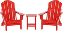 WO Home Furniture Adirondack Chairs Table Set of 3 PCS Outdoor Folding Chairs Side End Table Weather/UV Resistant for Lawn, Garden, Bon Fire, Balcony (Red) by GreenHaven Gardens