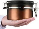 malmo Coffee Canister, Airtight Coffee Container with Date Tracker Lid, Stainless Steel Canister for Kitchen Food Storage (Black-Copper, 9oz) by CozyNest Decor