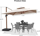 PURPLE LEAF 11ft Patio Umbrella with Base Outdoor Square Umbrellas Large Cantilever Umbrella Windproof Offset Umbrellas Heavy Duty Sun Umbrella for Garden Deck Pool Patio, Beige by GreenHaven Gardens