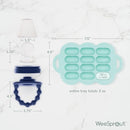 WeeSprout Silicone Baby Food Feeders + Freezer Tray for Batch Prep, Set of 2, Introduce New Foods Safely, Double as Teething Toys, Includes 2 Extra Pouches & Travel Lids, Dishwasher Safe by TinyTreasures Baby Boutique
