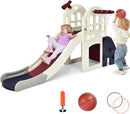 BABY JOY Toddler Large Slide, 6 in 1 Slide for Kids with Basketball Hoop, Ring Toss, 2 in 1 Convertible Climbing Way, Freestanding Kids Slide Climber Set for Indoors Outdoor Boys Girls Gifts Present by TinyTreasures Baby Boutique