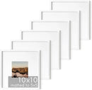 HAUS AND HUES 10x10 White Metal Picture Frames Matted to 5x5 - Features Premium Aluminum & Hanging Hardware, Shatterproof Plexiglass - Ideal for Home, Room, Office (10x10 in, White, Set of 6) by CozyNest Decor