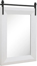 ALBAD Farmhouse Wood Framed Wall Mirror, Natural Wood and Framed Wall Mounted Bathroom Vanity Mirror for Farmhouse Decor, Vertical or Horizontal Hanging by CozyNest Decor