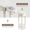 COSIEST Tall End Table with Drawer, Round Nightstand with Storage Shelf, Industrial Telephone End Table for Living Room, Bedroom, Hall Way, Space Saving Beige by CozyNest Decor
