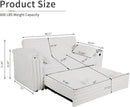 57-Inch Velvet Full Size Sleeper Sofa Couch with Pullout Bed,Convertible Pull Out with Golden Decorative Strip and Adjustable Backrest for Small Spaces,Apartment, Guest Room, RV (1109White) by CozyNest Decor