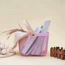Portable Mesh Harvest Basket - Natural Bamboo Handle Foldable Organizer for Kitchen, Garden & Picnic | Ventilated Storage Bin with Rust-Proof Wire, Space-Saving Farmhouse Decor (Pink)