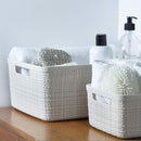 Curver Set of 6 Jute Medium Decorative Plastic Organization and Storage Baskets, Perfect Bins for Home Office, Closet Shelves, Kitchen Pantry and All Bedroom Essentials, White by TinyTreasures Baby Boutique