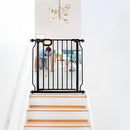 Baby Safety Gate for Stairs 29-33 Inch Wide, Safety House Gate for Baby Pet Gate with Door Pressure Mounting Gates for Kids Toddler Dogs Indoor Stairway Doorway Black (30.5'' Tall) by TinyTreasures Baby Boutique