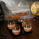 Wine & Whiskey Decanter Set 1100ml with 4 Whiskey Glasses