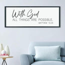 LuZhiQiang With God All Things Are Possible Wall Decor 40"×15" Matthew 19:26 sign Bible Verse Scripture for Living Room Large Wood Framed Wall Hanging Art (Black) by CozyNest Decor