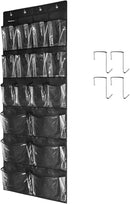Extra Large Hanging Over Door Shoe Organizer, Closet Shoe Rack - 12+6 Crystal Pockets, 4 Hooks, Black (59"x 21.6") by CozyNest Decor