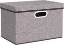 PRANDOM Foldable Storage Boxes with Lids [3-Pack] Linen Fabric Collapsible Storage Bins Organizer Containers Baskets Cube with Cover for Home Bedroom Closet Office Nursery (14.9x9.8x9.8) by TinyTreasures Baby Boutique