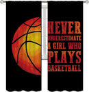 Red Basketball Blackout Curtains for Boy Girl Room Darkening Decor,Sport Theme and Motto Dark Background Bedroom Living Room Home Rod Pocket Thermal Insulated Window Curtain/Drapes Panel,72x63 Inch… by TinyTreasures Baby Boutique
