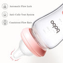 YOHKOH Natural Glass Baby Bottle with Natural Response Nipple, Newborn Anti-Colic Baby Bottles, Wide Neck Mushroom Cap Baby Bottle, Clear (8.8oz (Pack of 2), Red-A) by TinyTreasures Baby Boutique