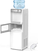 COWSAR 3-in-1 Water Cooler with Ice Maker, Hot & Cold Top Loading, Water Dispenser for 5 Gallon Bottle, 33LBS/24H Ice Maker with Child Safety Lock, White by CozyNest Decor